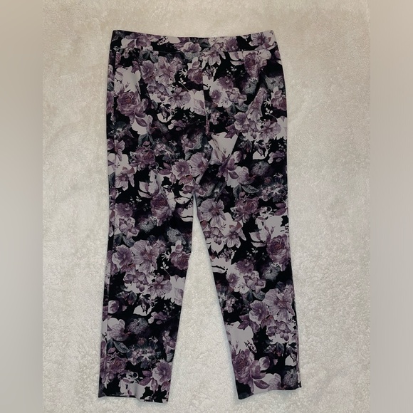 Nine West purple‎ dark floral straight leg pants - Picture 7 of 8